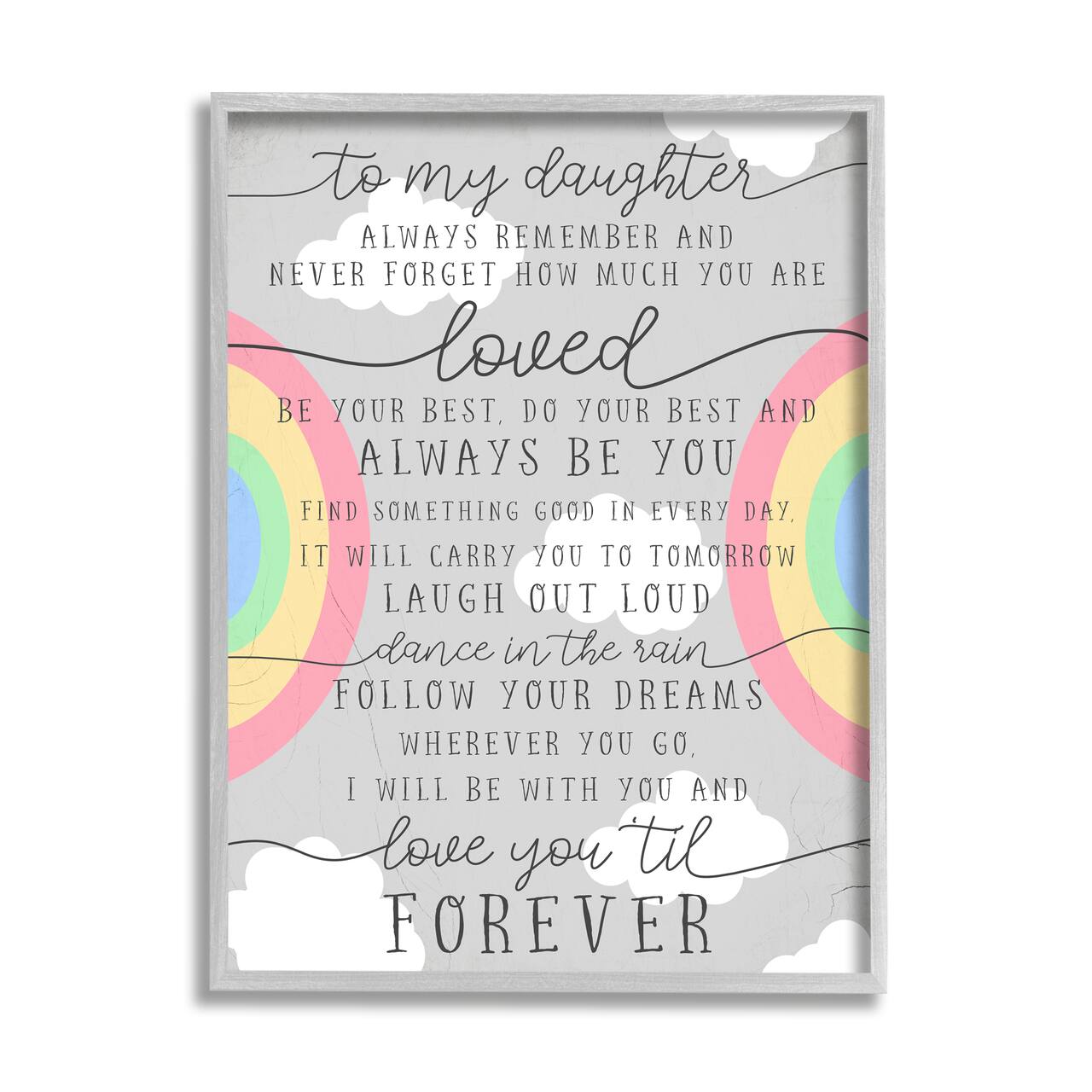 Stupell Industries My Daughter You Are Loved Quote Charming Rainbows Framed Wall Art